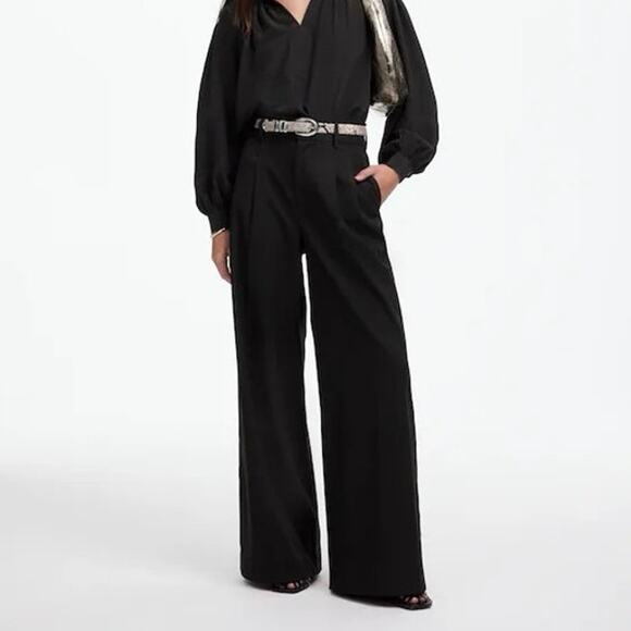 NWT Madewell The Harlow Superwide-Leg Trouser Pant In Brushed Twill Black Size 2 - Picture 1 of 12